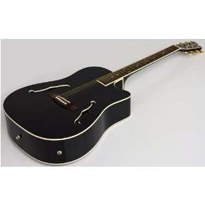  New Gloss Jet Black Hollowbody Acoustic Electric Guitar 