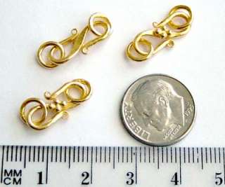   24k gold Plated bali bead s Clasp with 2 closed jump rings 17mm VT11