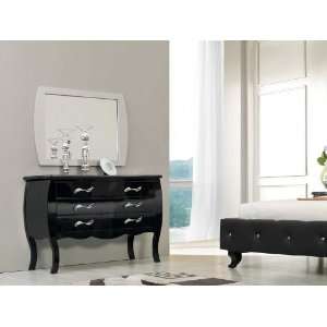  Vig Furniture Monte Carlo Black Dresser,Silver Mirror 