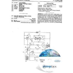  NEW Patent CD for ELECTRIC MOTOR CONTROL SYSTEM 