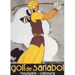  GIRL PLAYING GOLF SARLABOT HOULGATE CABOURG VINTAGE POSTER 