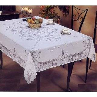    Battenberg Vinyl Lace Tablecloth 70 Round, White: Home & Kitchen
