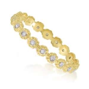 Meira T 14K Yellow Gold Diamond Flower Eternity Ring Stackable Band 