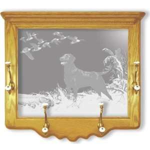   Coat Rack with Dog Hunting Goose Scene Etched Mirror