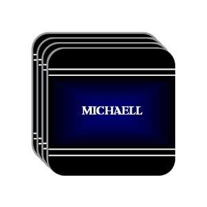 Personal Name Gift   MICHAELL Set of 4 Mini Mousepad Coasters (black 