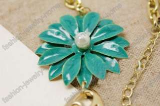   Beautiful Green Red Flower Imitative Pearl Charming Necklace  