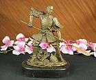 Signed Kamiko Fierce Ancient Samurai Warrior Bronze Sculpture Figurine 