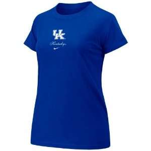  Nike Kentucky Wildcats Ladies Royal Blue Logo Crew T shirt 