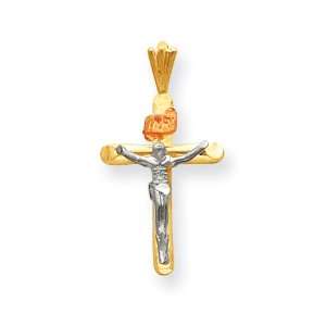  14k Tri color INRI Crucifix Pendant: Jewelry