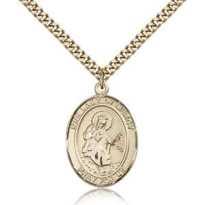 Gold Filled O/L Our Lady of Mercy Medal Pendant 1 x 3/4 Inches 7289GF 