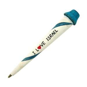    Carved Wooden Pen with I Love Israel and Cap 