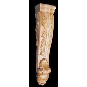  Hand Carved Solid Maple Mantel Leg, Acanthus w/ Shell 