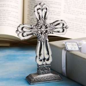  Pewter/Ivory Inlay Cross Statue