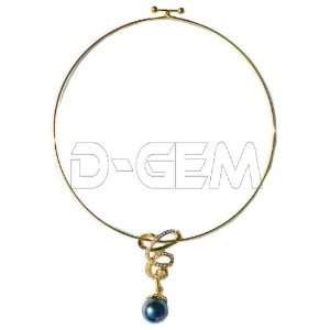  Majorca black pearl Necklace D Gem Jewelry