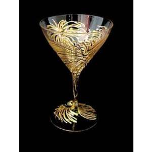  Fireworks Design Hand Painted Martini glass: Kitchen 