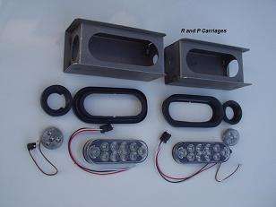 CLEAR RED LED 6 oval Light Mount Box Kit Trailer NO LIC  