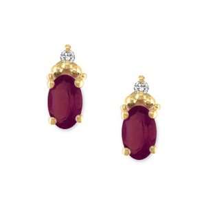 JULY Birthstone Earrings 14k Yellow Gold Ruby Earrings