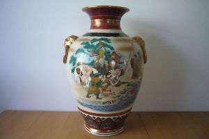 Large Japanese Kutani Porcelain 7 Gods of Fortune Vase  