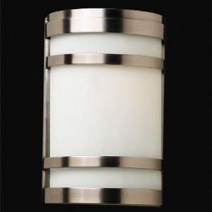 Exterior   leon 10 tall wall light with cfl bulbs in satin nickel wit