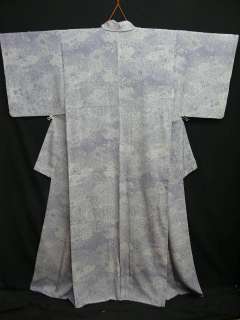 Light Purple Chirimen ji EDO KOMON Kimono H39  