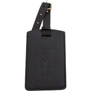  MLB New York Mets Black Leather Embossed Logo Bag Tag 