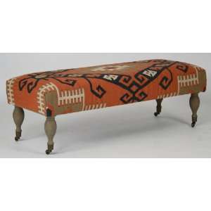  Hand Woven Kilim Bedside Bench Ottoman