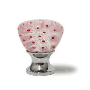   Glass Knob   Light Pink & Red w/ Flowers LAK 005 R: Home Improvement