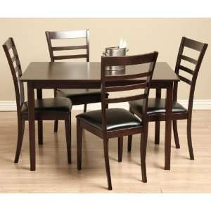  Crystal 5 piece Wood and Leather Dining Furniture Set 