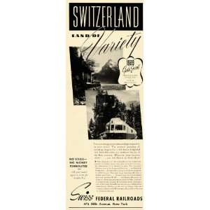  1939 Ad Swiss Federal Railroads Switzerland Travel 