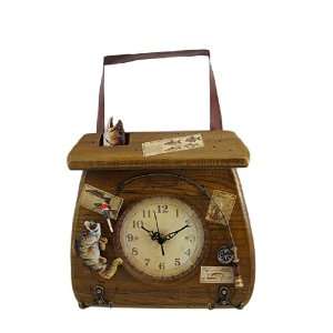  Rustic Wooden Fisherman Wall Clock with Hooks: Home 