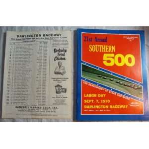   500 Nascar 1970 Souvenir Program Darlington Raceway SC Nascar Books