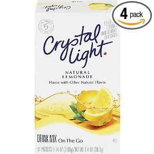 Crystal Light On The Go Natural Lemonade, 10 Count Boxes (Pack of 4 