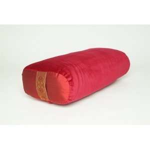   Raw Silk and Velvet Bolster Pillow   Red Velvet