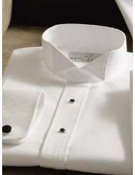 Wing Collar Tuxedo Shirt, Pique Bib Front, 65% Polyester 35% Cotton