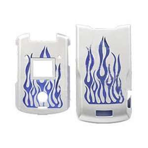   Protector Faceplate Cover Housing Case   Laser Cut Silver Blue Flame