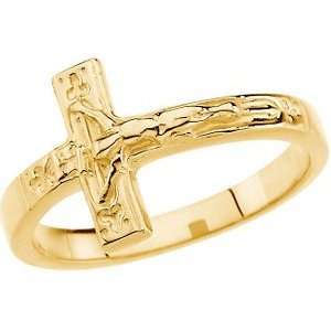    14K Yellow Gold Gentlemens Crucifix Chastity Ring Size 10 Jewelry