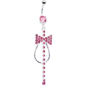  Pink Jeweled Tuxedo Bow Tie Belly Ring: Jewelry