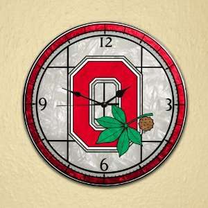  12in Art Glass Clock Ohio State
