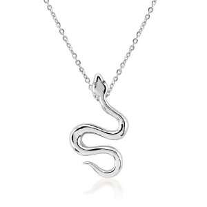 Divas Diamond 14K Gold Bonded Sterling Silver Snake Pendant Necklace 
