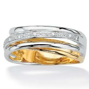   Jewelry 18k Gold over Sterling Silver Crossover Band Jewelry