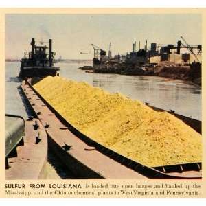 1942 Print Sulfur Louisiana Barge Mississippi River West 