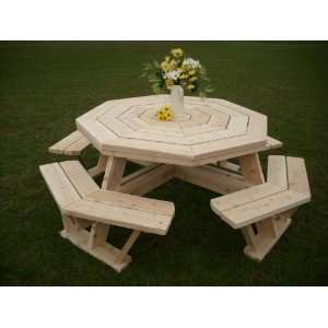  White Cedar Octagon/ Walk  In Picnic Table Patio, Lawn & Garden