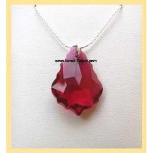  Ruby Baroque Crystal 925 Silver Chain Necklace 