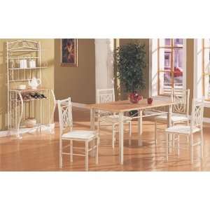   Style Dining Table & 4 Chairs Metal/Wood Set: Furniture & Decor