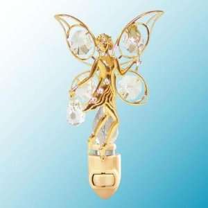  24k Gold Fairy with Rose Night Light   Clear Swarovski 