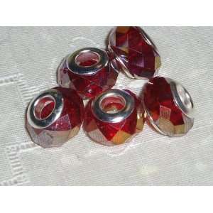   Ruby Red AB Faceted Crystal Add A Bead Rondelle: Arts, Crafts & Sewing