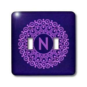 Grunge   Monogram N lilac and rich purple mandala on deep royal purple 