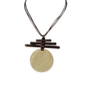    tone Painted Capiz Shell & Hamba Wood Twigs 17in Necklace: Jewelry