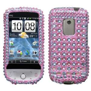  Pink Checker Diamante Protector Cover for HTC Hero Cell 