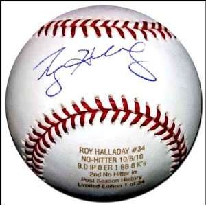 Roy Halladay Autographed Ball   Official Limited Edition Engraving NO 